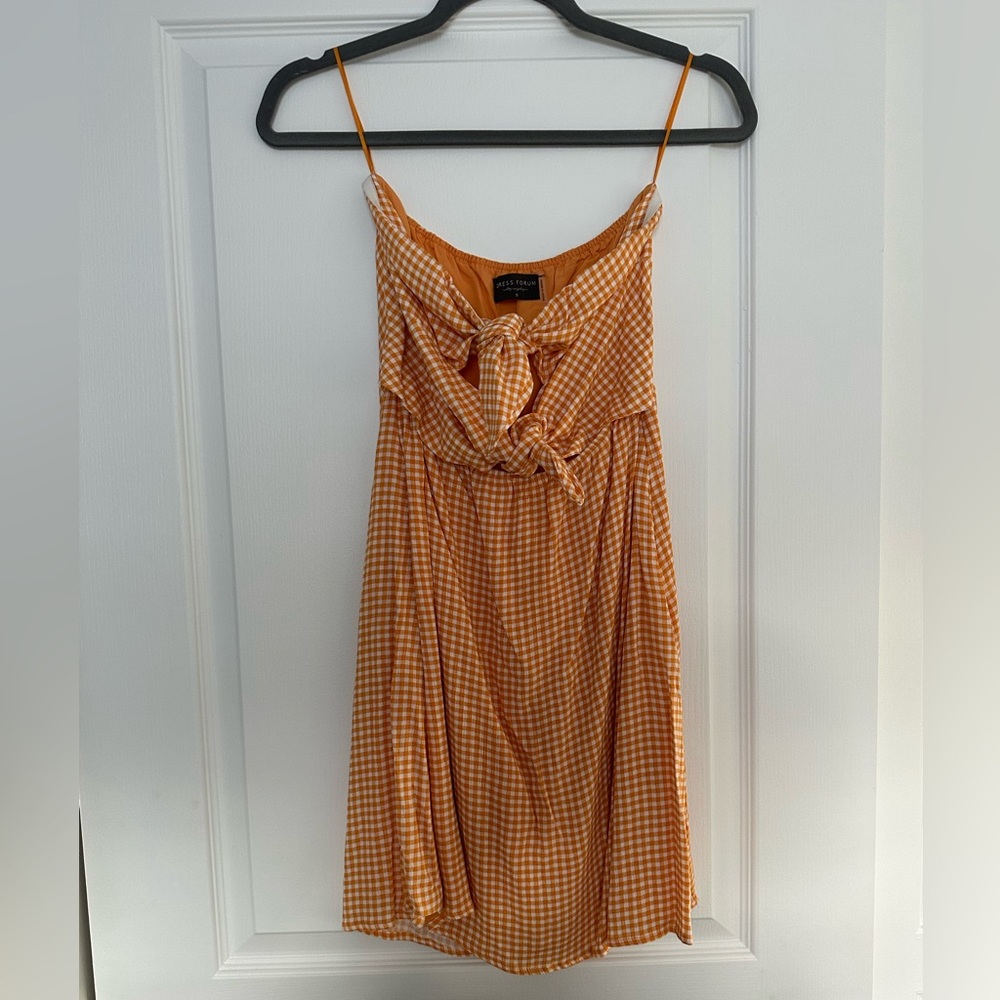 Dress Forum Los Angeles, Yellow Gingham Strapless Dress, Small